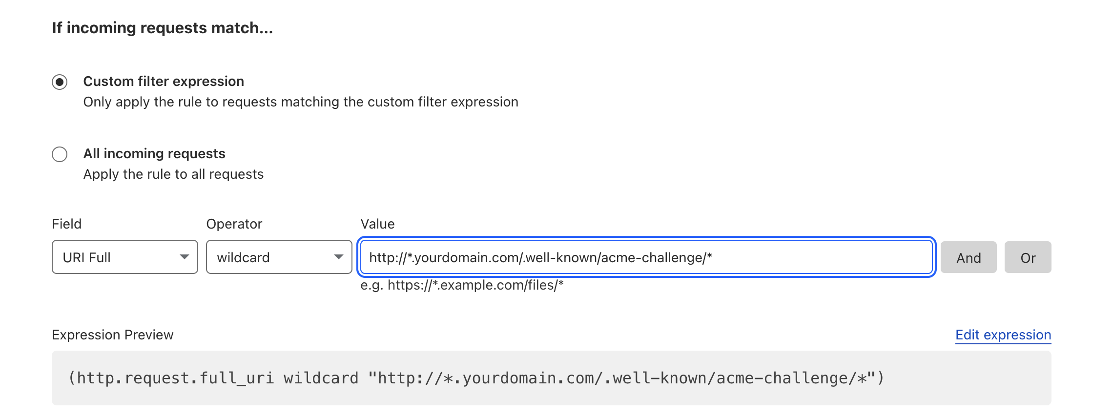Cloudflare Configuration Rule Filter Expression