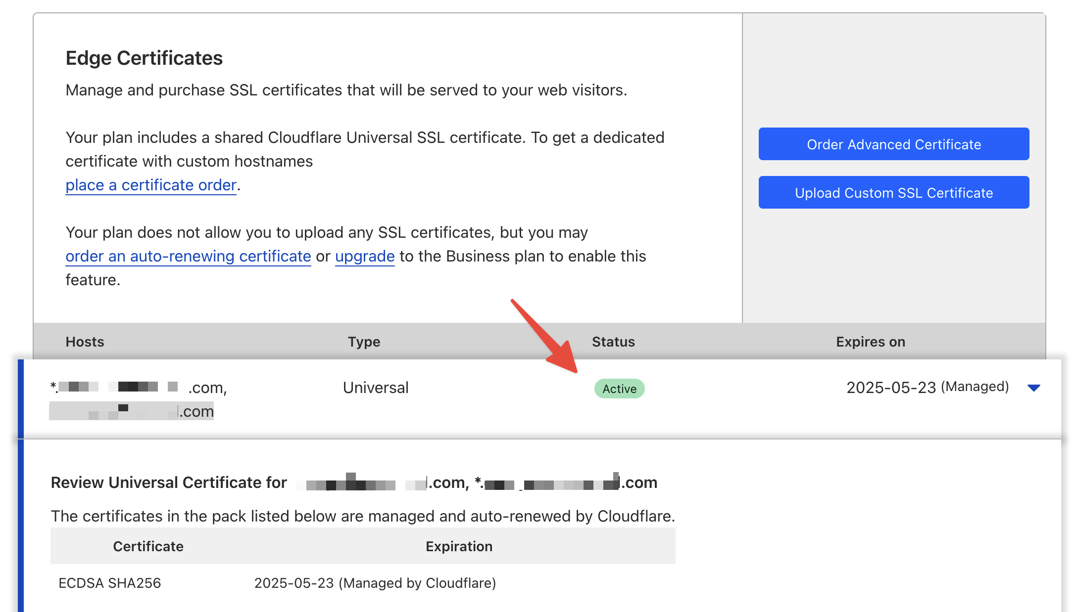 Cloudflare Universal SSL Active