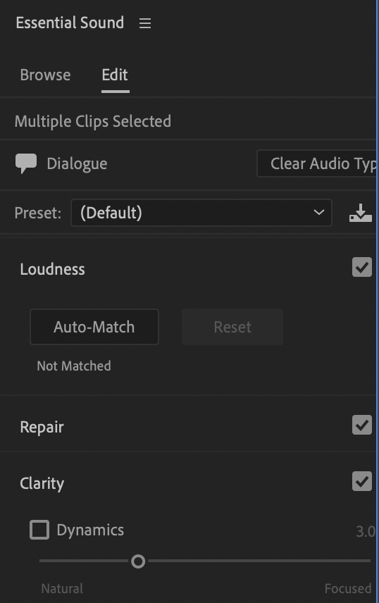 Audio track mixer effects