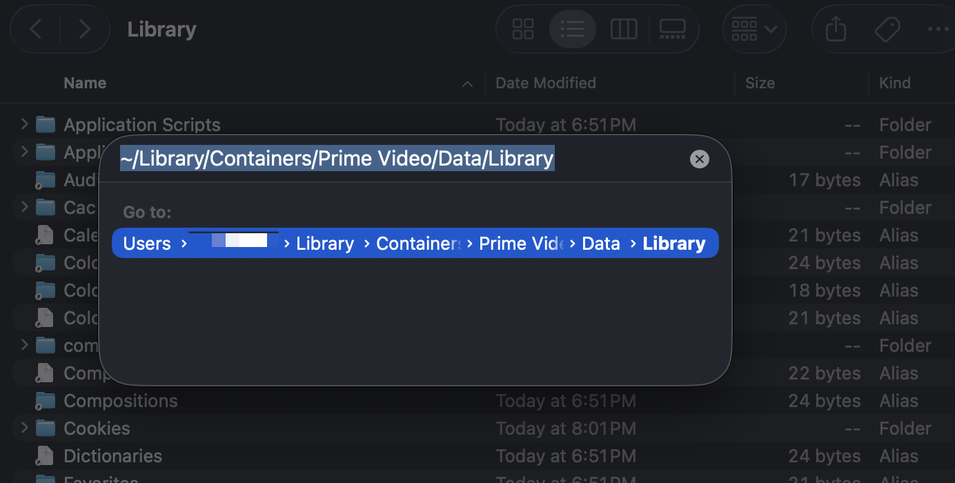 Finder Go to Prime Video Folder