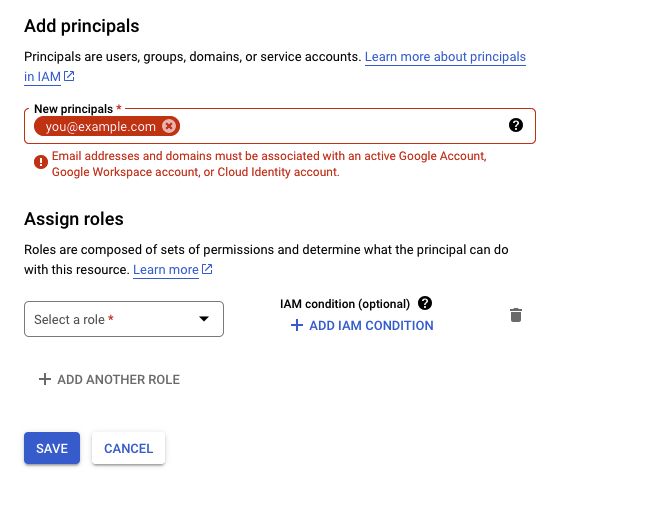 Error Adding IAM Principal