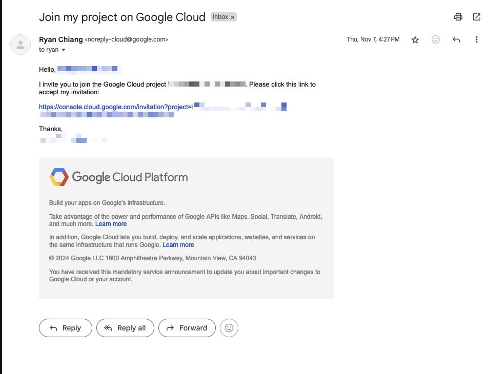 Google IAM Verification Email
