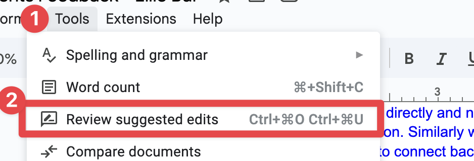 Google Docs Review Suggested Edits