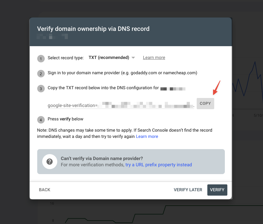 Google Search Console Verify Domain
